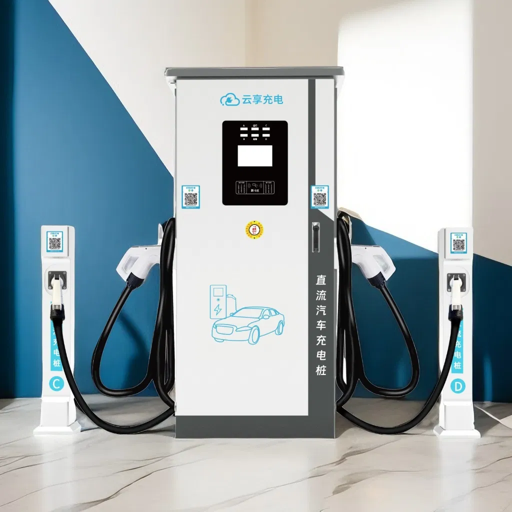 Compact Floor Type Design for Garage/Workplace, Space-Saving 4-Port EV Charging Station