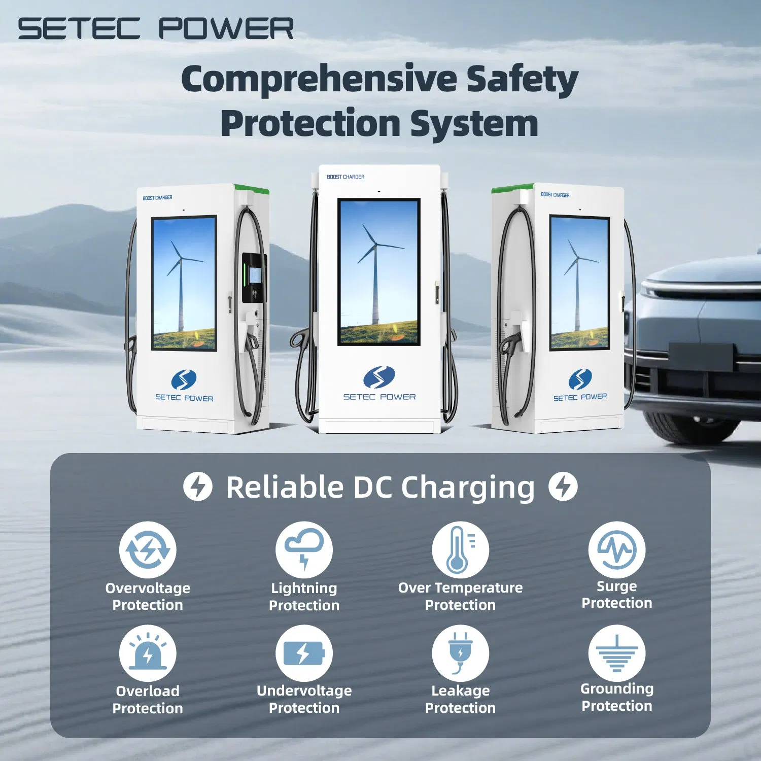 Level 3 60kW/90kW/120kW DC EV Charger with LCD Media Screen for Multipurpose