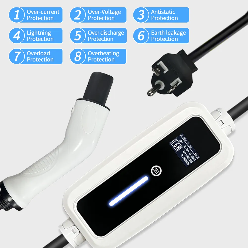 Mobile Level 2 Nacs EV Charger AC Station Olcd Screen Car Manufacture Portable EV Charger for Tesla