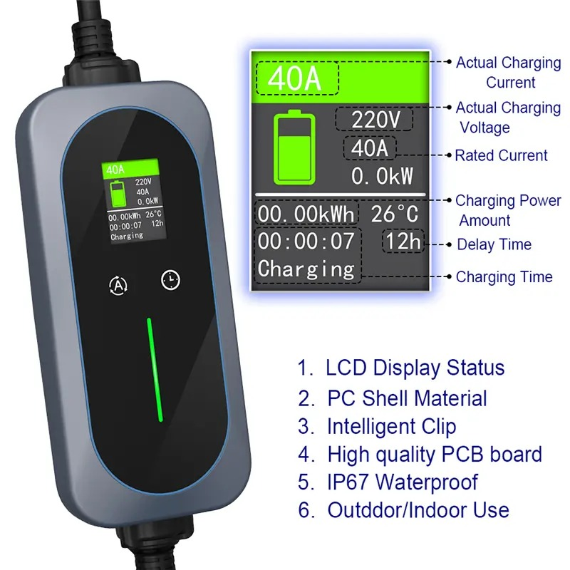 Level 2 Portable EV Charger 40A J1772 Home Charging Station