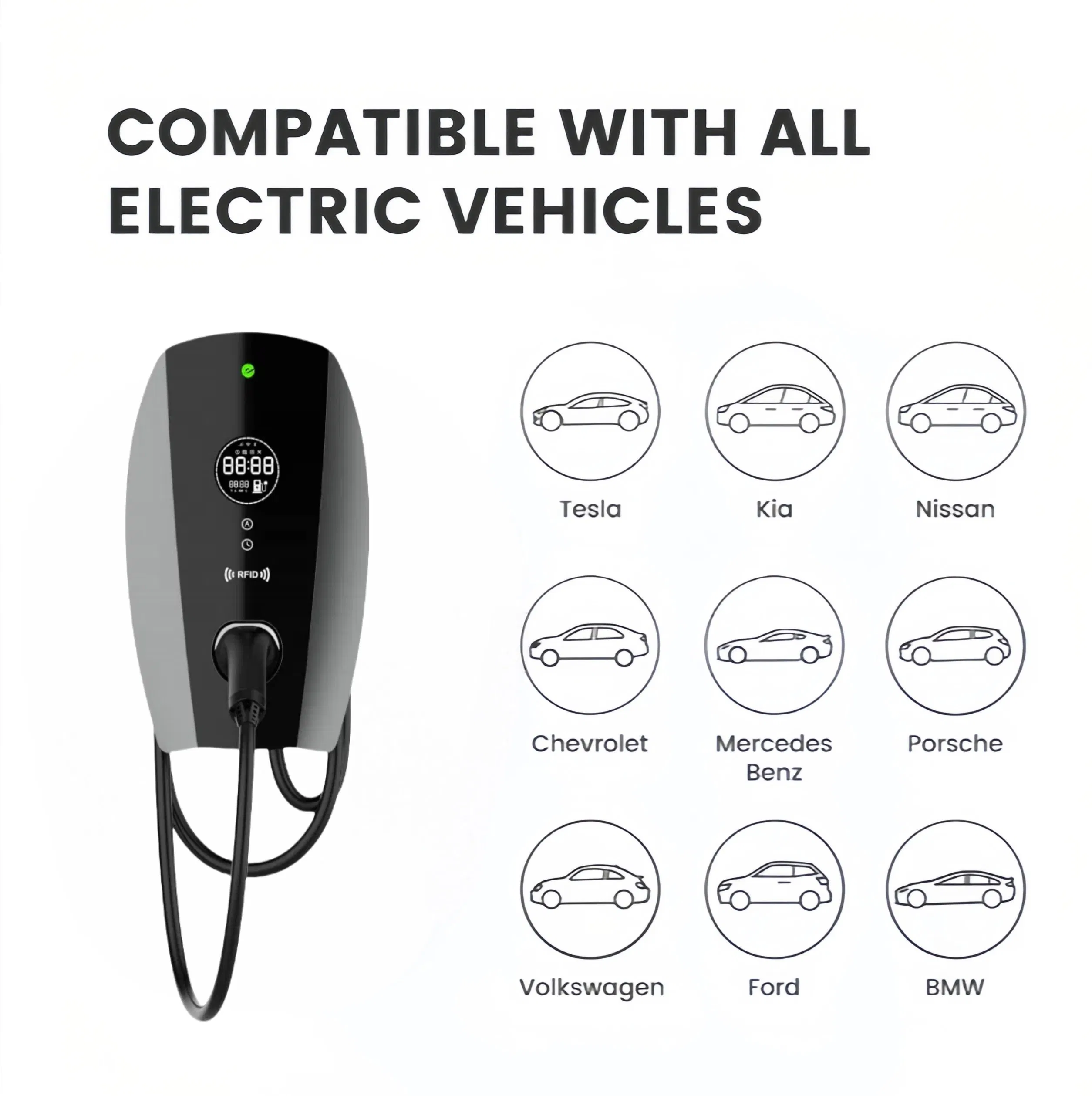 Guhe IP54 Level 2 Charging Station 11kw Type 1 Type 2 GB/T EV Fast Charging Wall Mount EV Charger Station