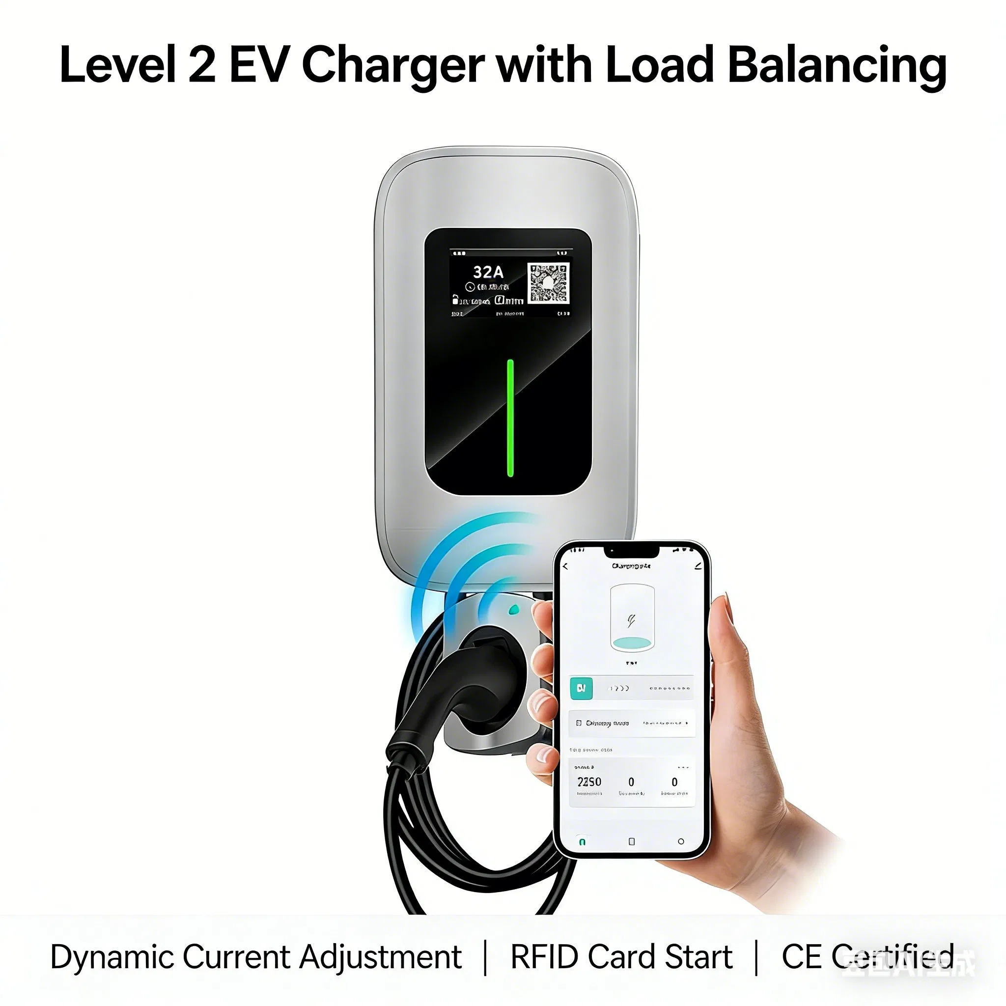 7kw Level 2 EV Charger WiFi Smart Wallbox Indoor Outdoor Waterproof Home Commercial Use Electric Vehicle Charging Station
