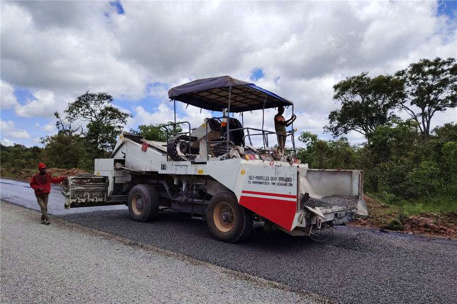 Self-Propelled Stone Spreader Side View