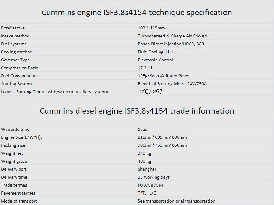 Engine specs
