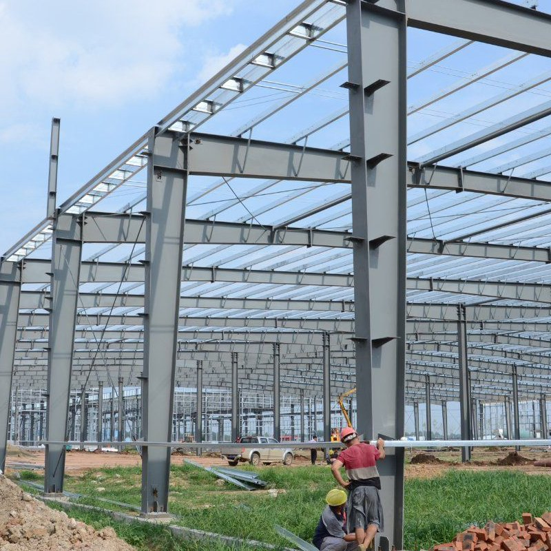 Estrutura de Oficina de Aço Prefabricado Flexível Modular Expansível com Estrutura Pesada e Espaço Industrial Adaptável
