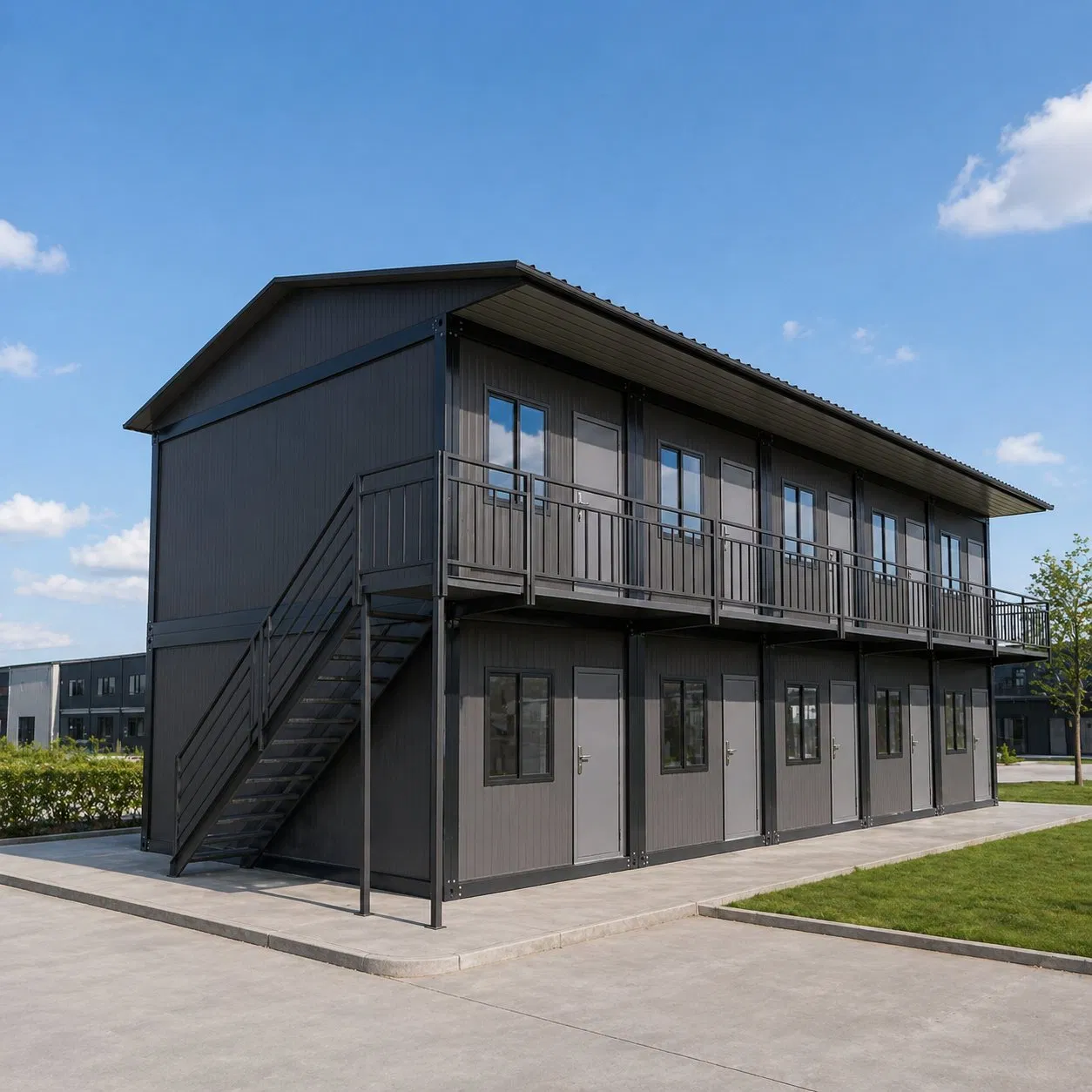 Edifício Modular de Dormitório de Dois Andares Alojamento Prefabricado para Trabalhadores com Escada Externa