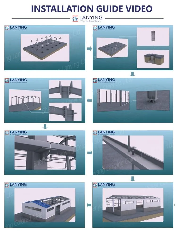 Construção Estrutural de Fábrica Modular Prefabricada Moderna em Estrutura de Aço Leve