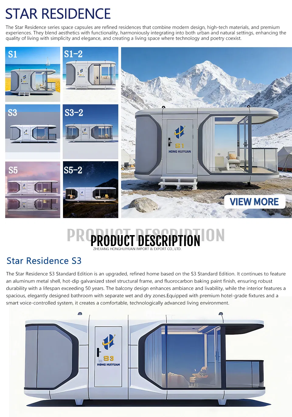 Casa Capsule de Luxo Inteligente, Casa Modular Prefabricada Pequena com Banheiro, Cozinha e Quarto