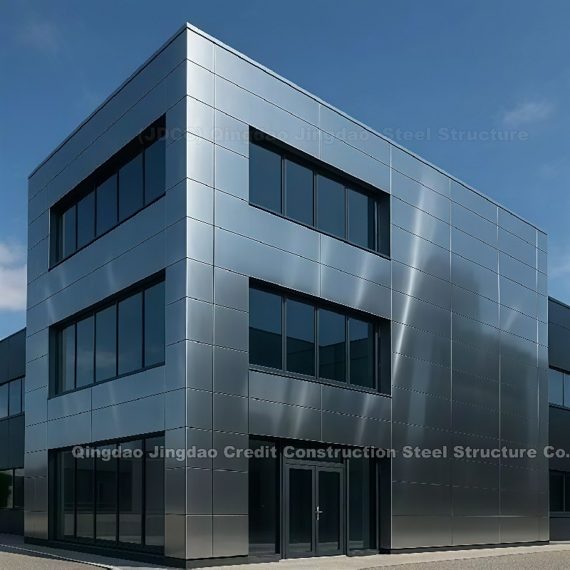 Estrutura de Aço Modular de Vários Andares com Parede de Vidro ACP para Armazém Moderno e Edifício de Hotel