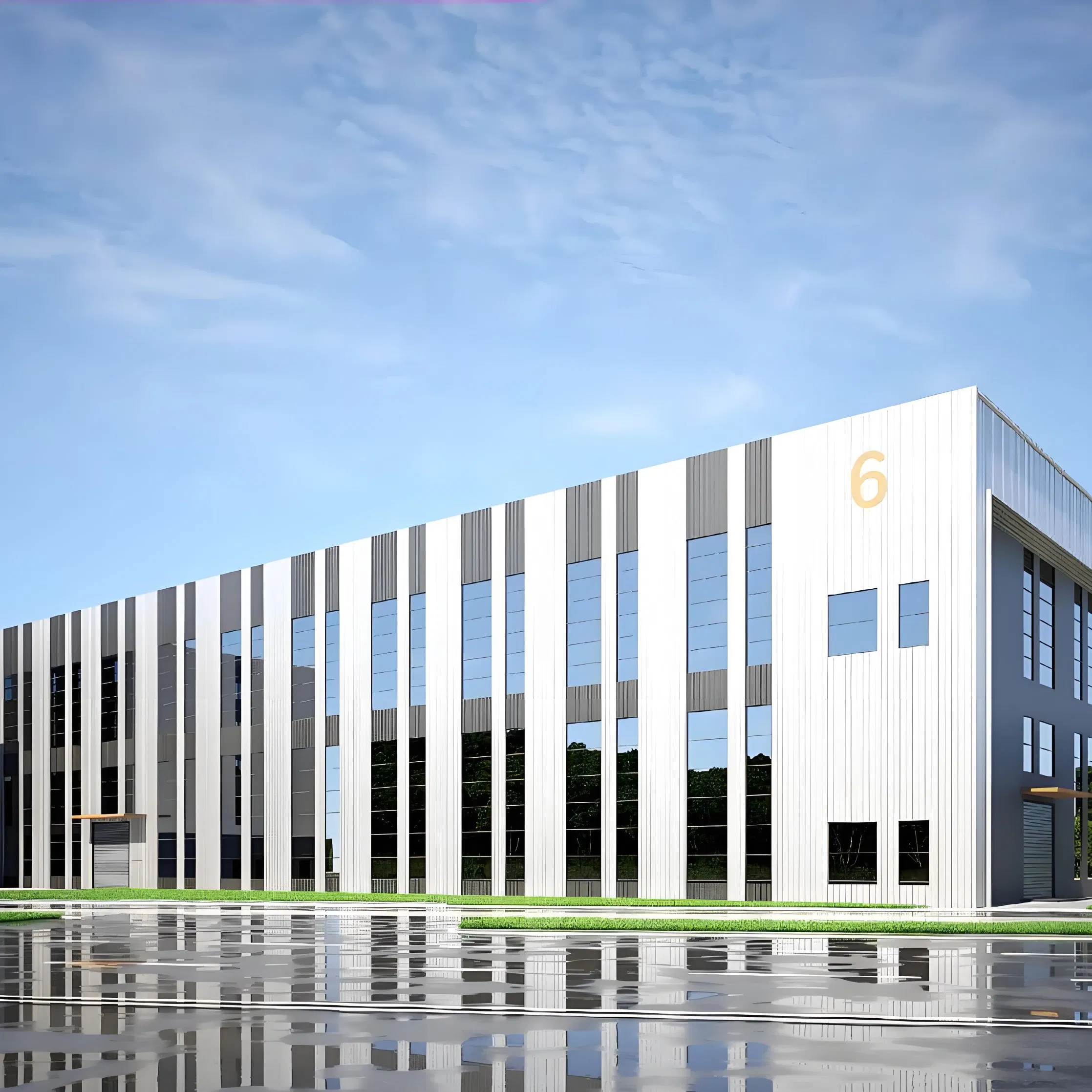 Construção Modular de Espaço de Grande Vão Escritório Híbrido Comercial Pré-fabricado Estrutura Metálica de Aço
