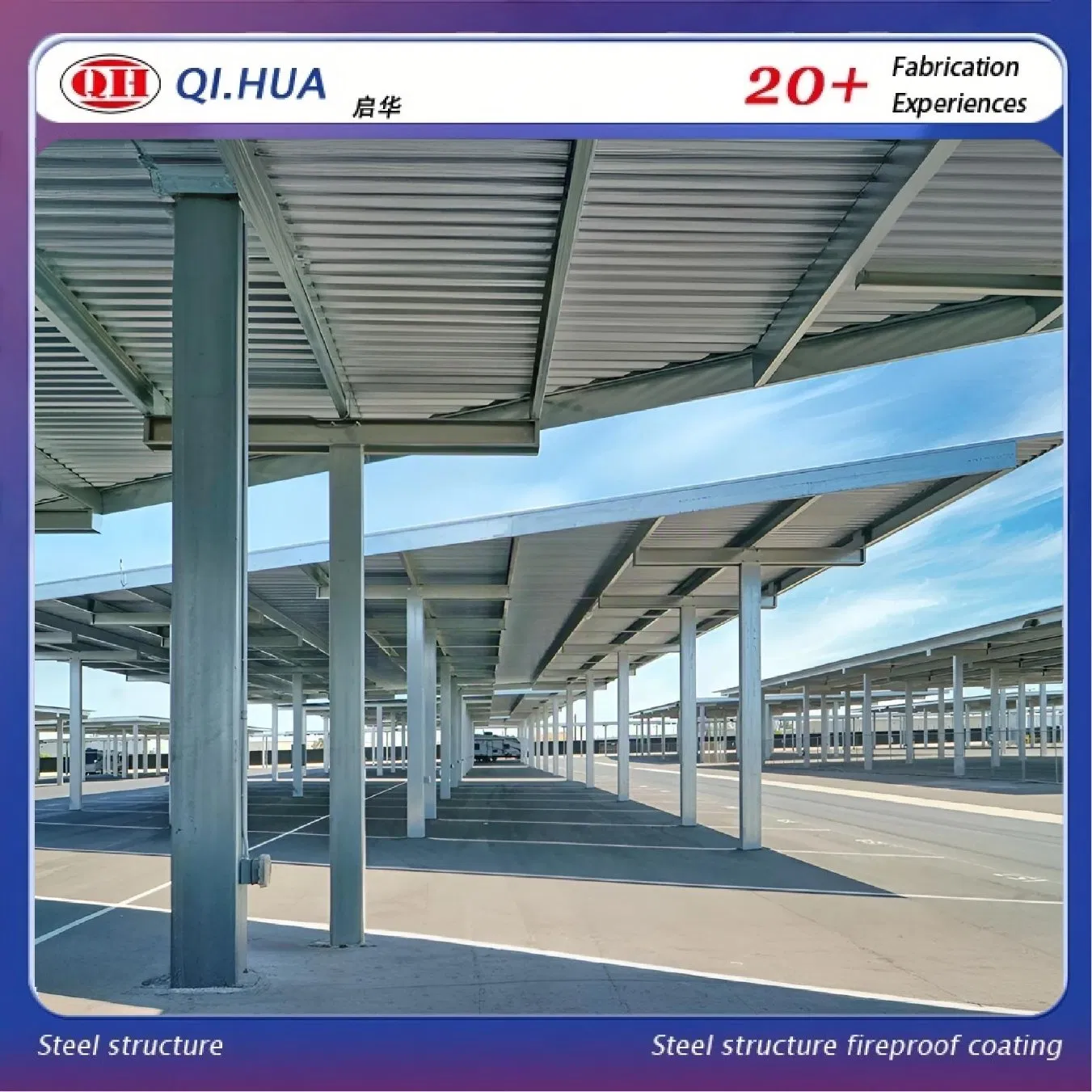 Estrutura Modular Prefabricada de Aço para Cobertura de Estação de Carregamento de Veículos Elétricos