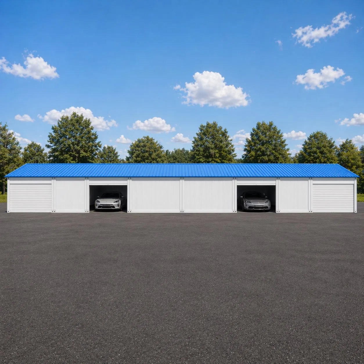 Estrutura de Aço Prefabricada para Garagem de Carros, Edifício Modular de Armazenamento de Veículos com Portas Deslizantes