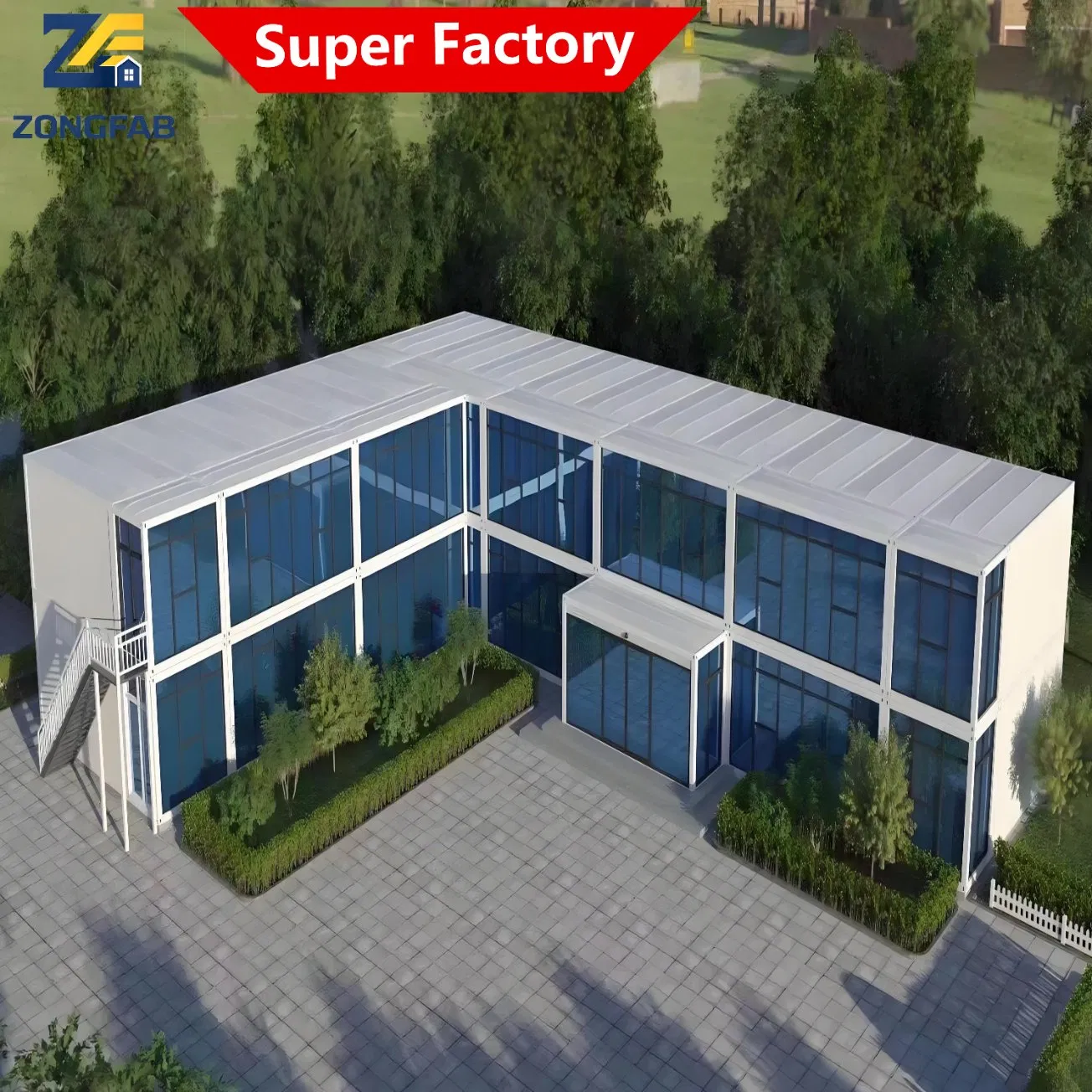 Solução Turnkey Completa Construção Comercial Moderna Permanente Escritório Montagem Desmontável Edifício Modular Contêiner Habitação