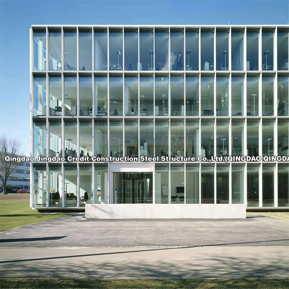 Estrutura de Construção Turnkey Geral de Edifício de Escritório Modular com Estrutura de Aço, Parede de Vidro ACP de Aço Peb Fabricado para Armazém e Oficina