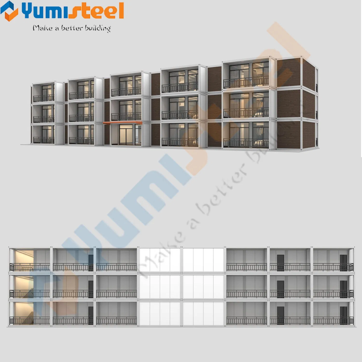 Edifício de Apartamentos em Contêiner com Design Modular de Estrutura de Aço de Luxo para Moradia