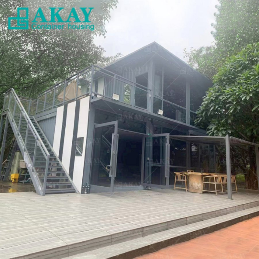 Edifício Prefabricado de Contêiner de Transporte Móvel Modular de Vidro Pequeno Restaurante Quarto de Banho Sanitários Estrutura Hotel Escritório Casas