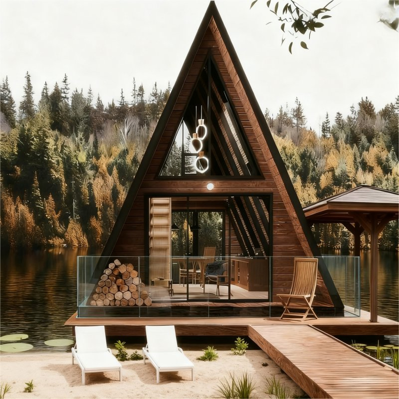 Edifícios Modulares Portáteis 20FT Casa de Contêiner de Transporte Comunidade de Casas Móveis à Beira do Lago