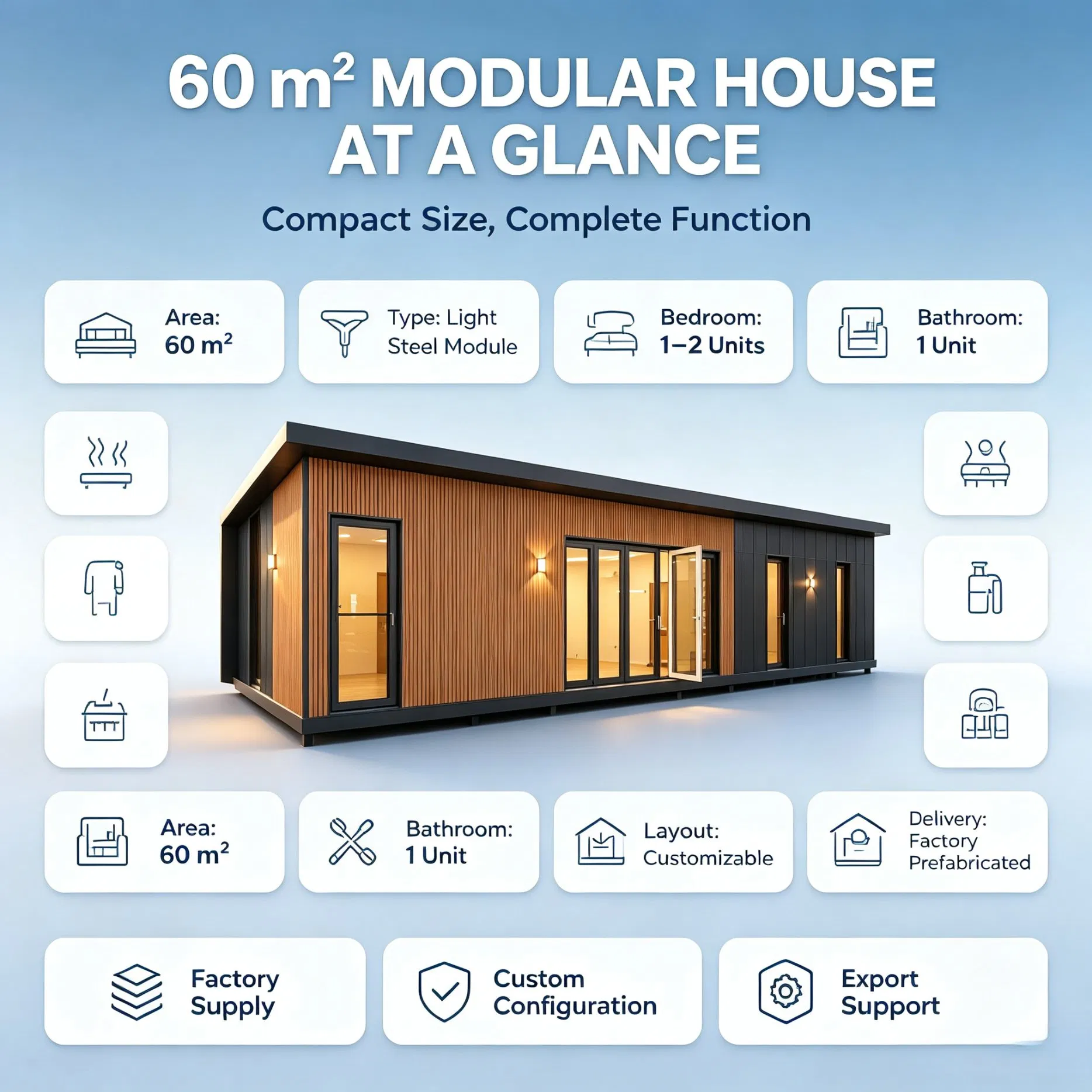 Casa Modular de Aço Leve Prefabricada 60, Edifício Prefabricado Pronto para Exportação Cealum com Montagem Rápida e Solução Turnkey de Decoração Personalizada