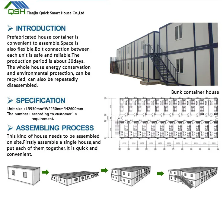 Casa Modular Móvel de Campo de Trabalho Casa Prefabricada Tipo K Casa Modular Edifício de Dormitório Econômico