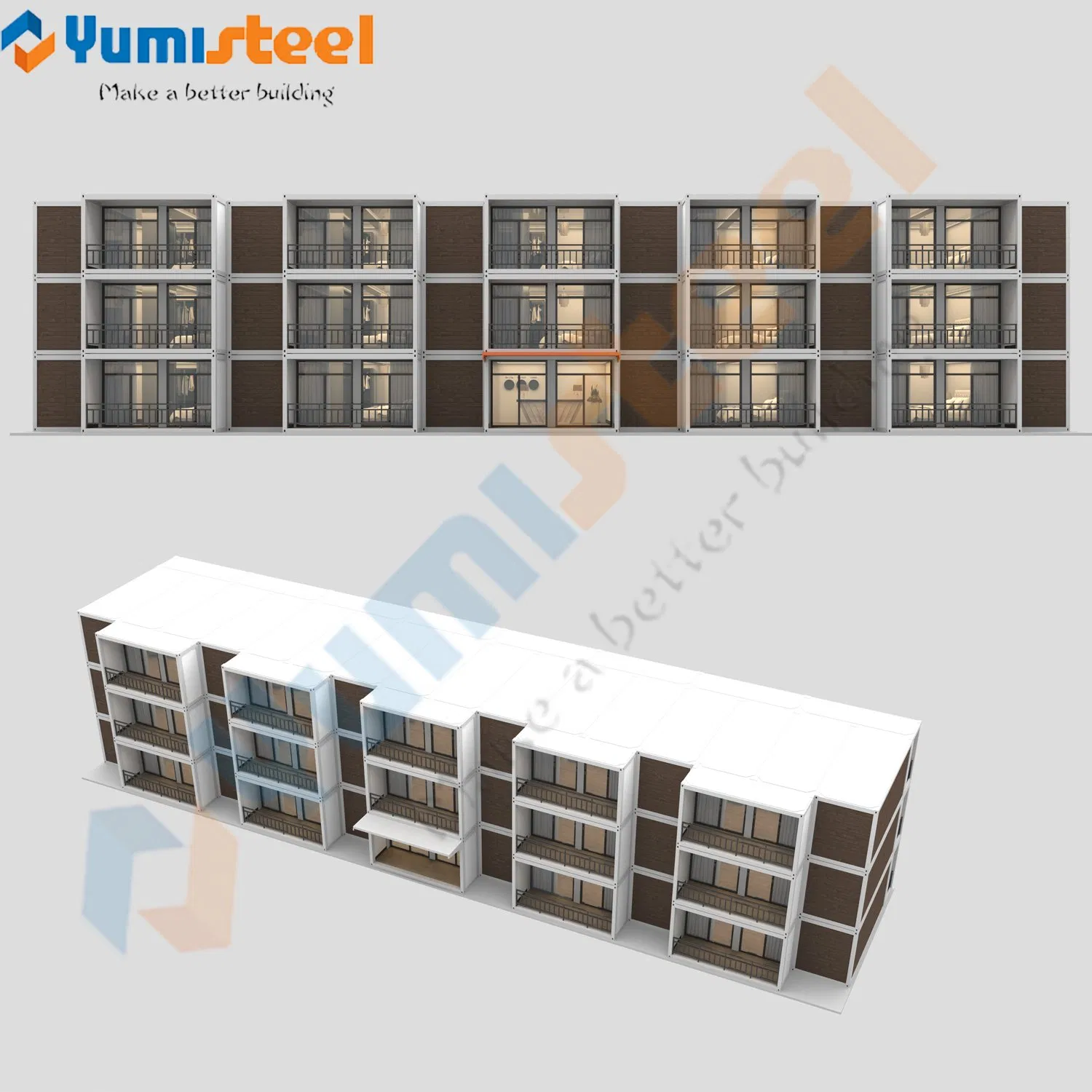 Edifício de Apartamentos em Contêiner com Design Modular de Estrutura de Aço de Luxo para Moradia