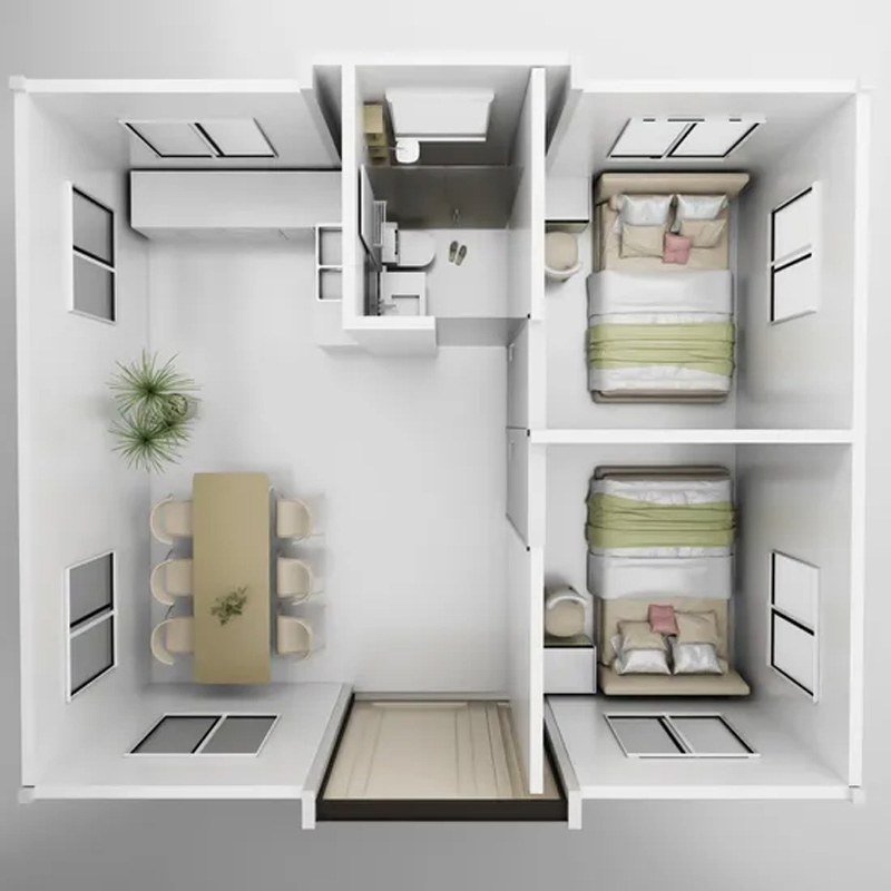 Container Expansível Empilhável de Duplo Andar para Escritório, Local de Projeto de Construção, Edifício Modular Prefabricado Moderno Integrado em Aço Pesado Móvel