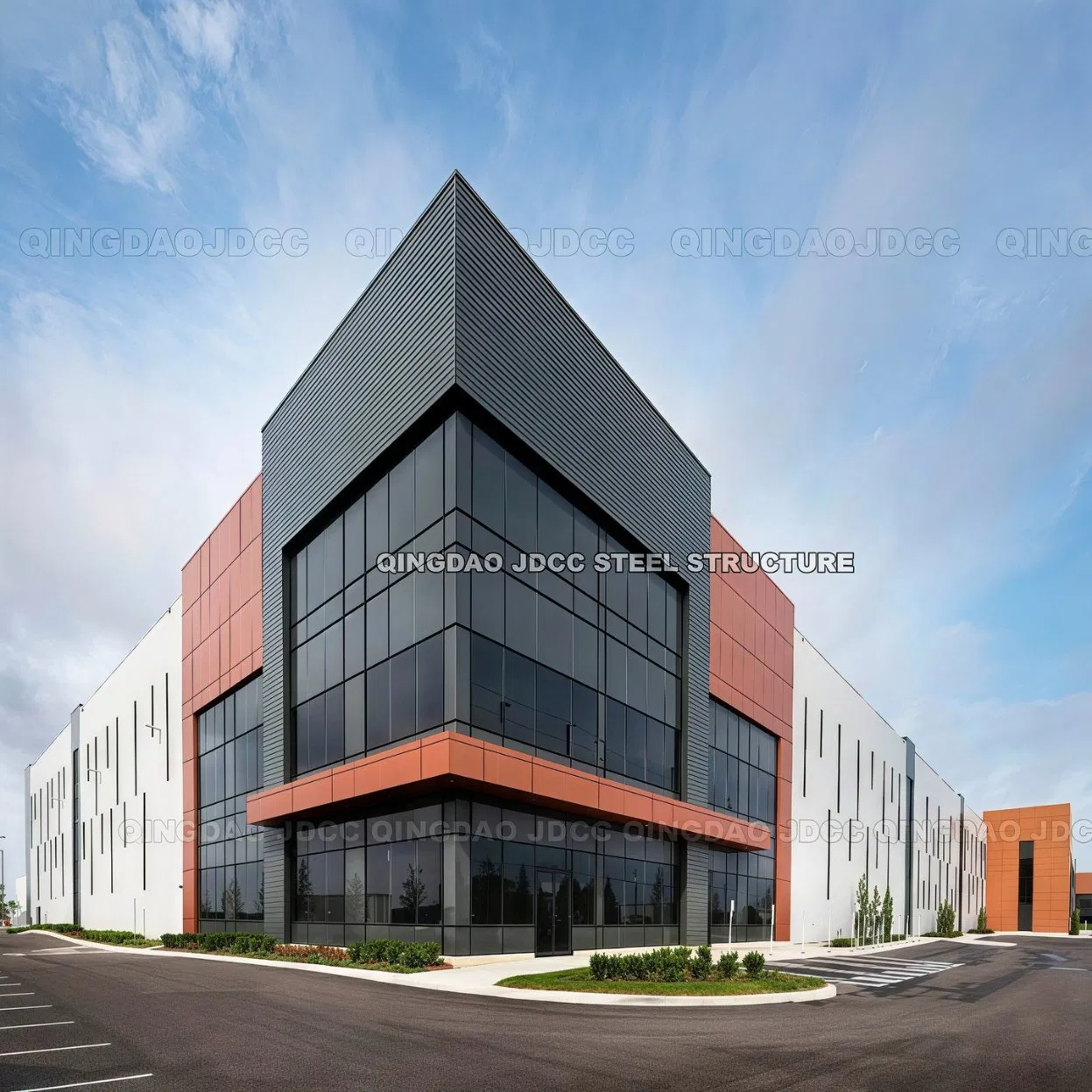 Estrutura de Construção Turnkey Geral de Edifício de Escritório Modular com Estrutura de Aço, Parede de Vidro ACP de Aço Peb Fabricado para Armazém e Oficina