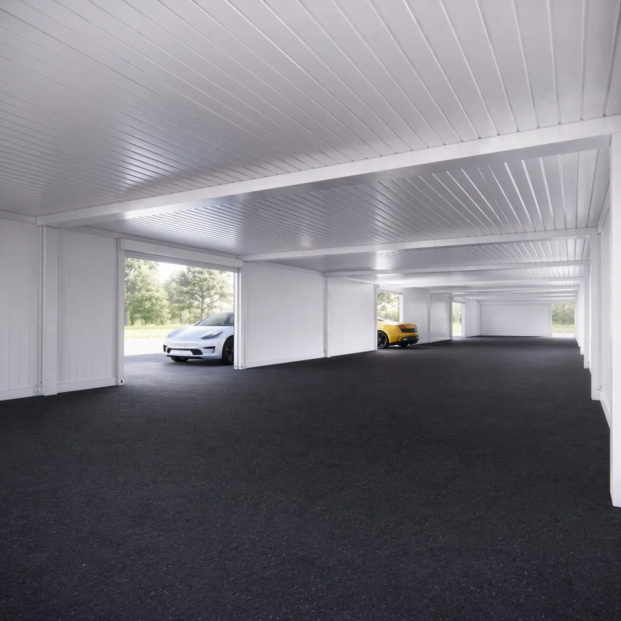 Estrutura de Aço Prefabricada para Garagem de Carros, Edifício Modular de Armazenamento de Veículos com Portas Deslizantes