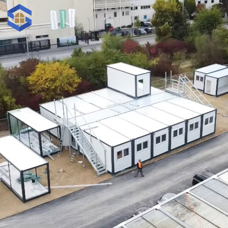 Bloco de Alojamento Pré-fabricado 40FT para Acampamento de Trabalho Ar Condicionado Split Instalado