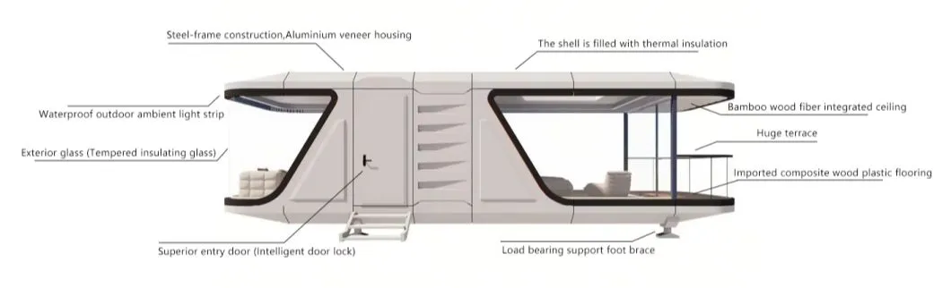 Casa Cápsula Espacial Moderna Prefabricada Portátil Modular Luxuosa e Impermeável à Venda para Pequena Moradia