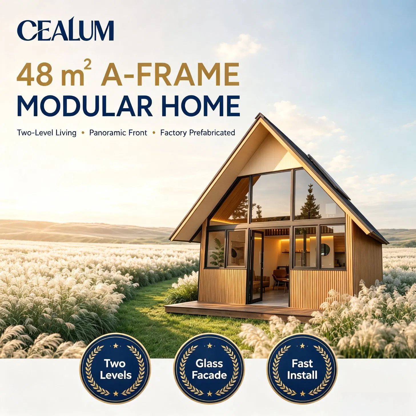 Casa Modular de Aço Leve Pronta para Exportação 48, Cabana Pré-fabricada da Fábrica Cealum com Layout Interior Personalizado, Solução Turnkey de Montagem Rápida no Local