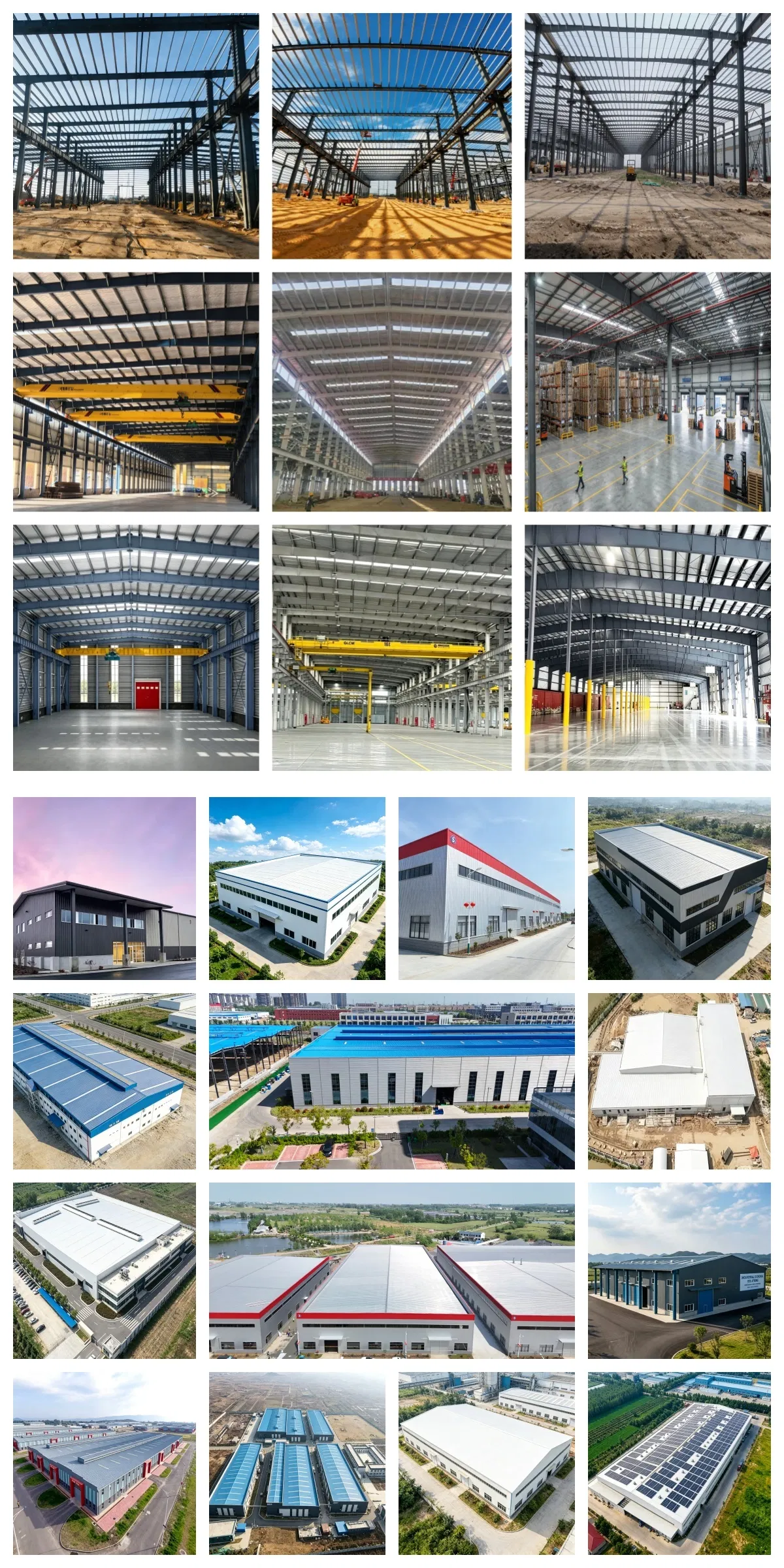 Estrutura de Aço Prefabricada Galvanizada Modular de Construção Rápida para Edifício Industrial e Armazém