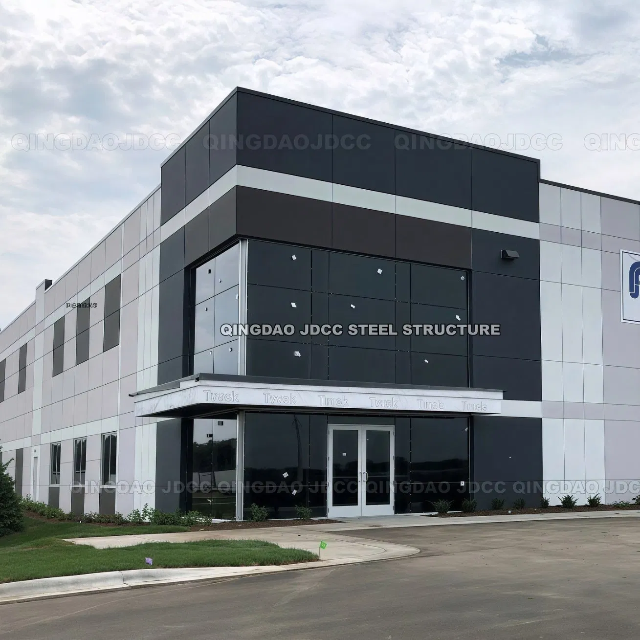 Paredes de vidro ACP de aço de alta resistência, armazém, oficina modular, edifício de escritório com estrutura de aço personalizada, empreiteiro geral, construção turnkey