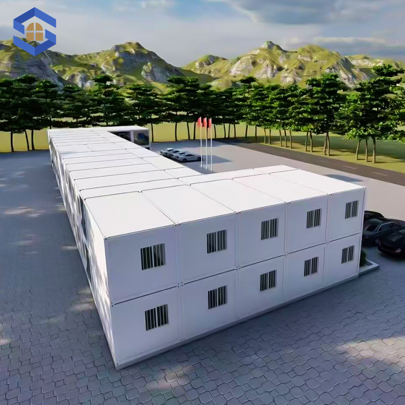 Bloco de Alojamento Pré-fabricado 40FT para Acampamento de Trabalho Ar Condicionado Split Instalado