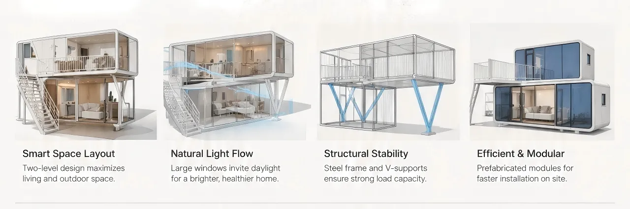 Novo Design Inteligente Casa Móvel Prefabricada Modular Cápsula da Apple