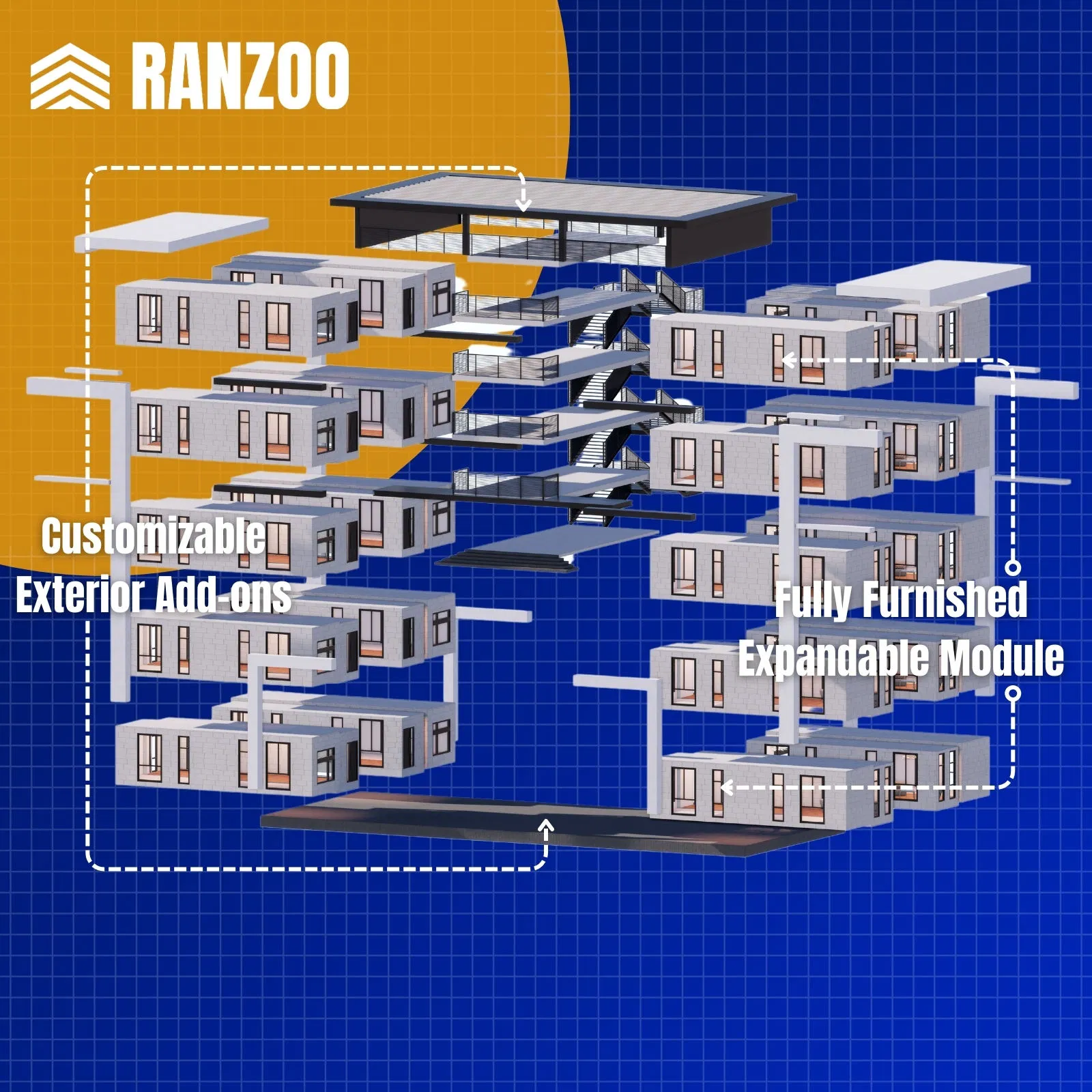 Apartamento Modular Ranzoo com Prefabricação de Fábrica para Montagem Rápida