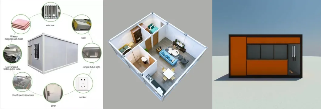 Casa Prefabricada Móvel Portátil Pequena Modular Luxuosa Edificação Casa em Pacote Contêiner