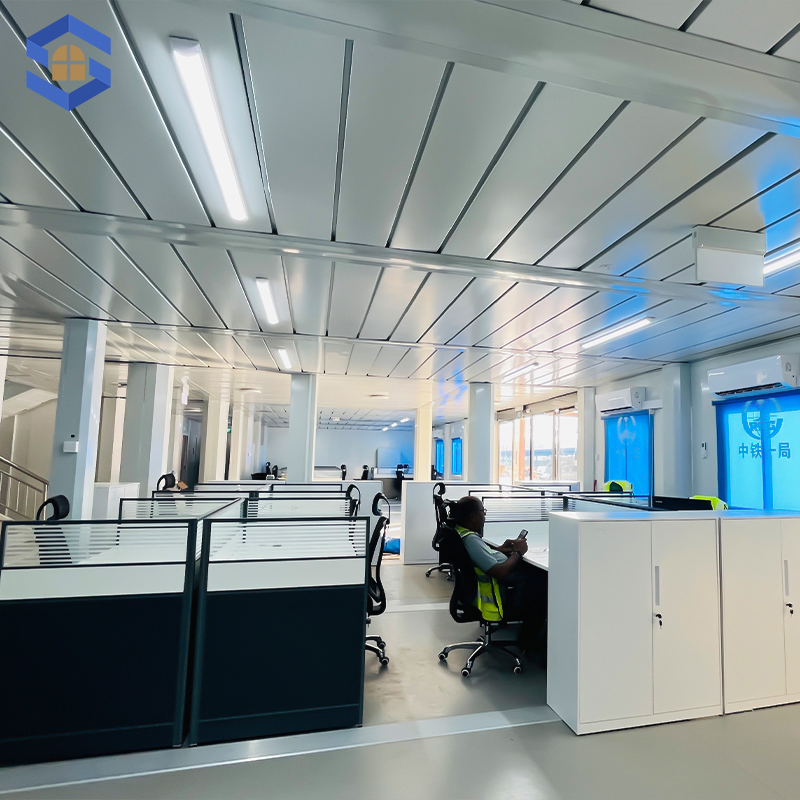 Bloco de Alojamento Pré-fabricado 40FT para Acampamento de Trabalho Ar Condicionado Split Instalado