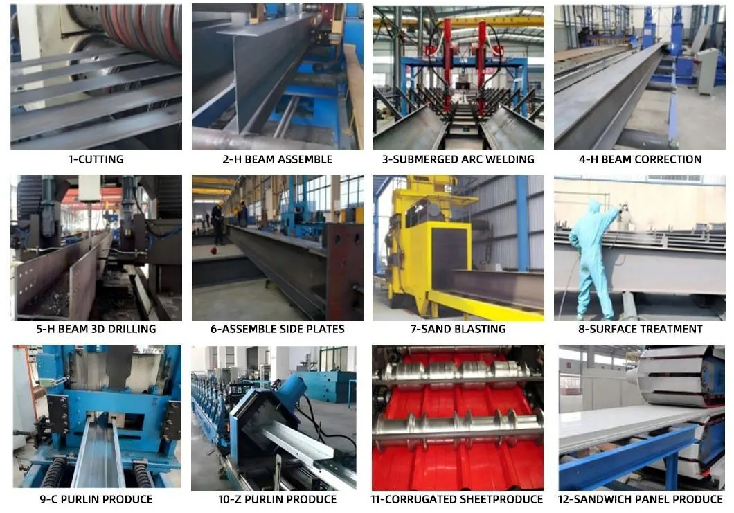 Estrutura de Aço Galvanizado Antirrust para Armazém Oficina Galpão Estrutura Modular de Metal