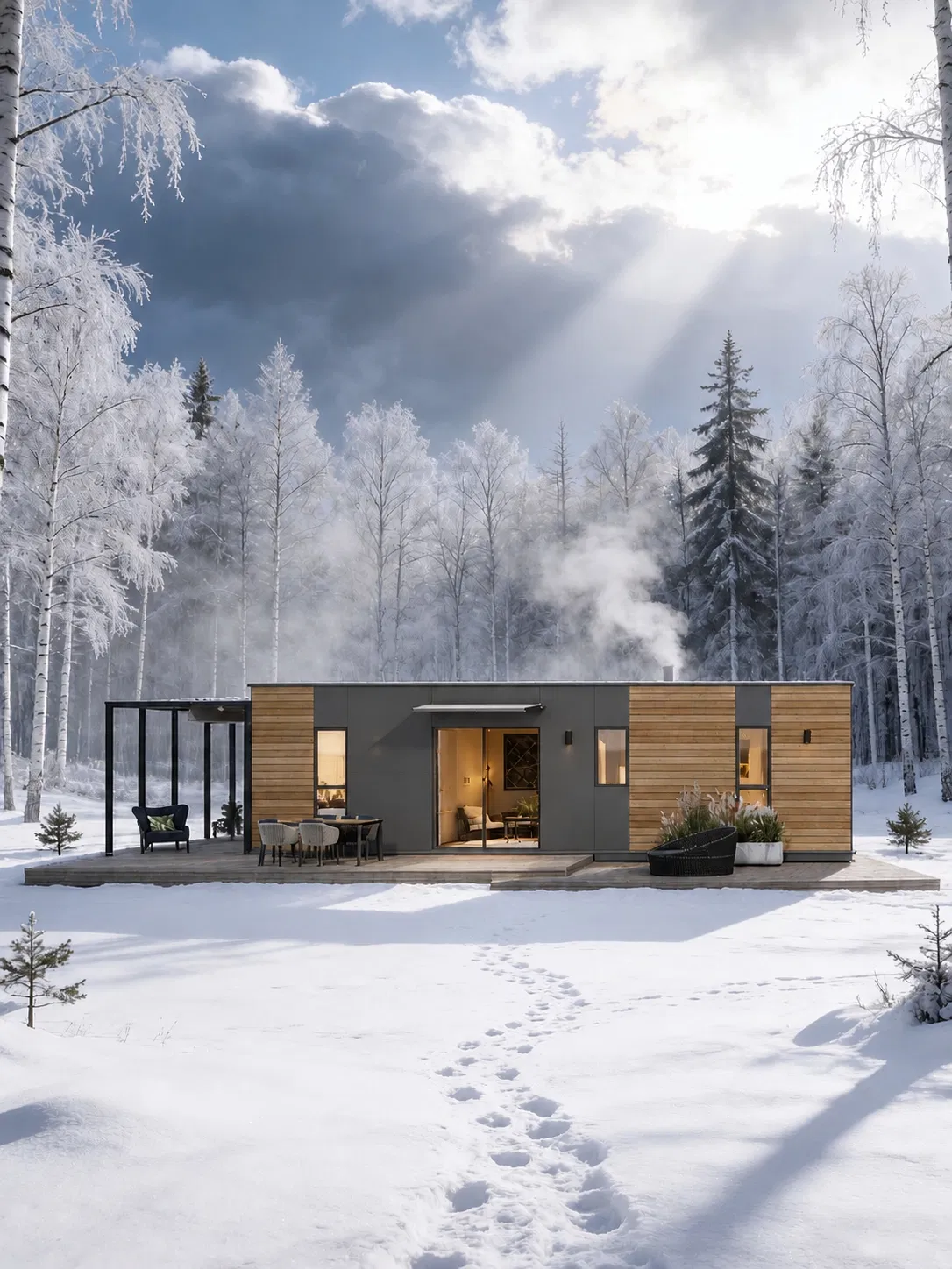 Casa Modular de Aço Leve Pronta para Exportação, Cabana Pré-fabricada com Layout Interior Personalizado, Solução Turnkey de Montagem Rápida no Local