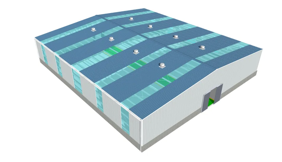 Estrutura de Aço Modular e Prefabricada de Edifício de Armazém de Tamanho Médio Durável com Claraboias e Ventilador Natural para Armazenamento