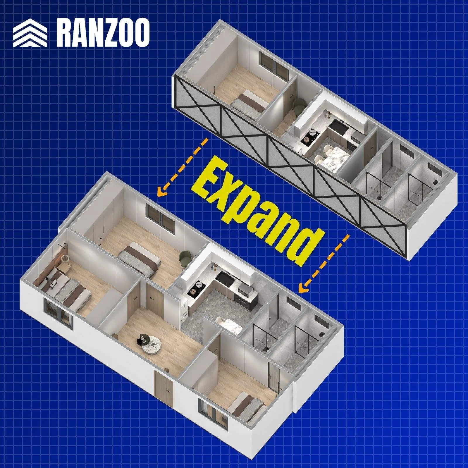 Apartamento Modular Ranzoo com Prefabricação de Fábrica para Montagem Rápida