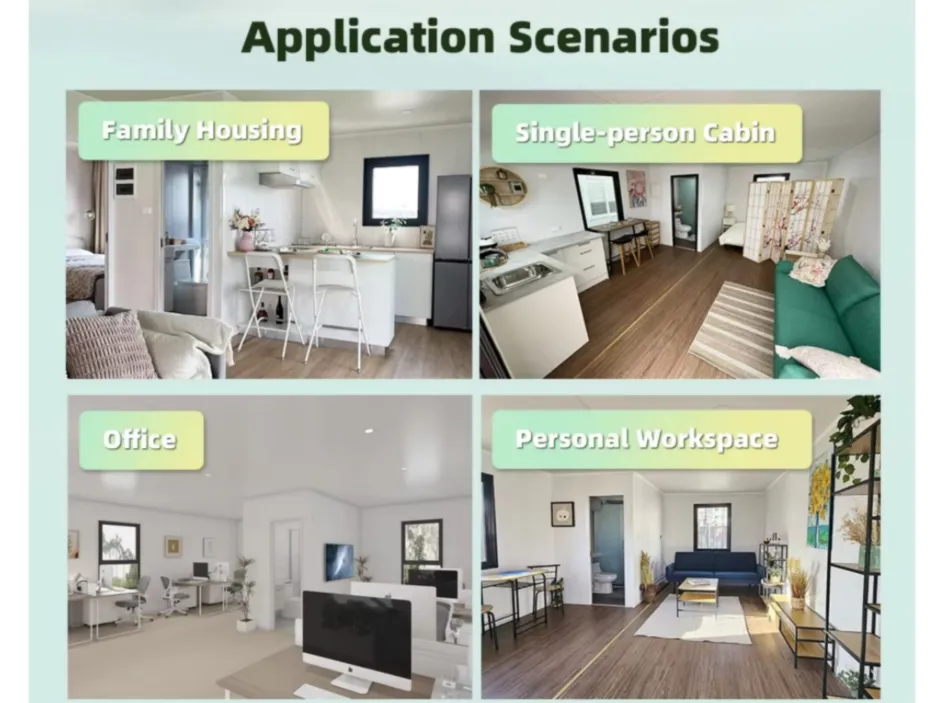 Casas Contêineres Contemporâneas Modulares de Aço Prefabricadas e Expansíveis com Painéis Sanduíche para Vila, Quarto, Edifício de Escritório