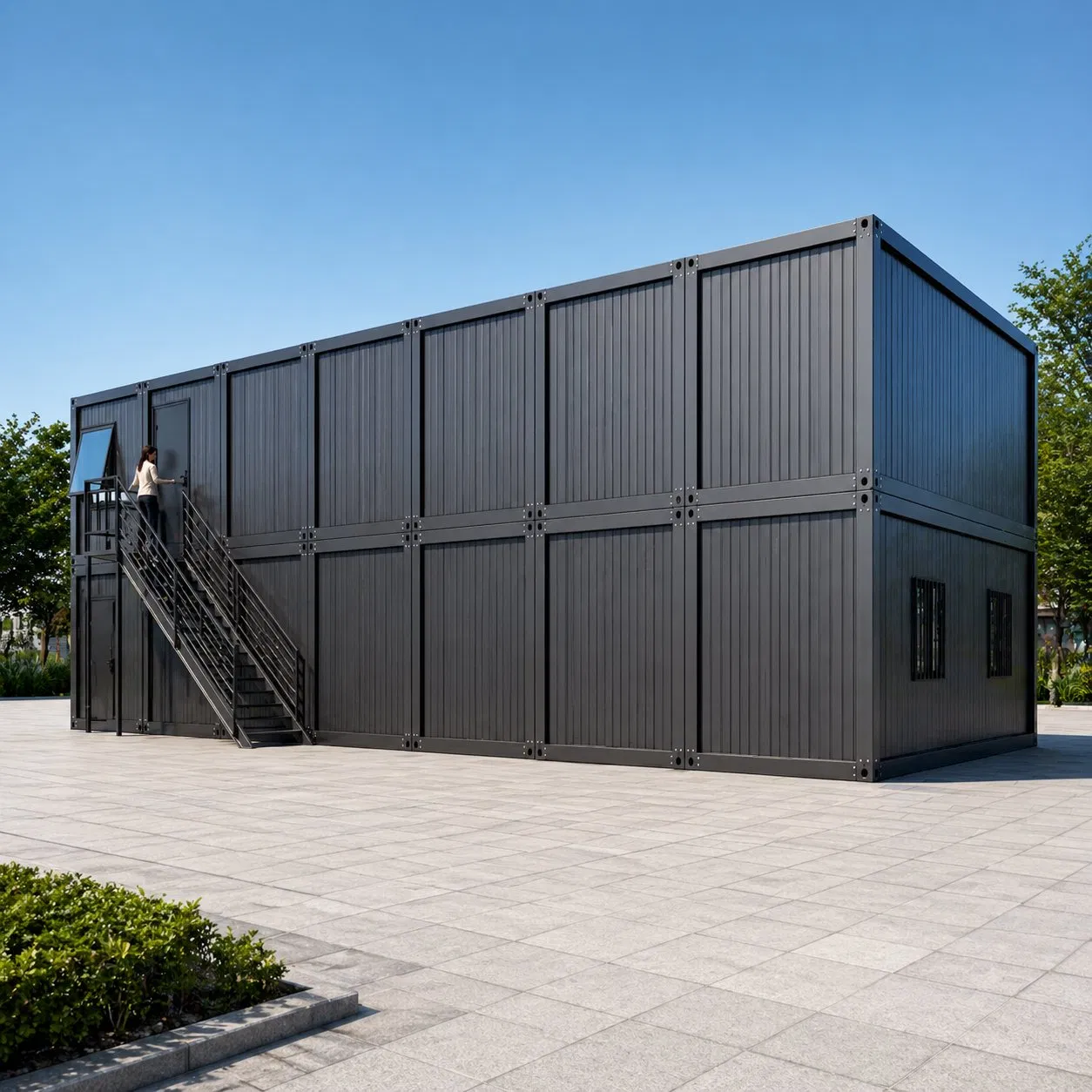 Edifício Modular de Dois Andares Personalizado para Escritório Prefabricado, Armazém e Garagem