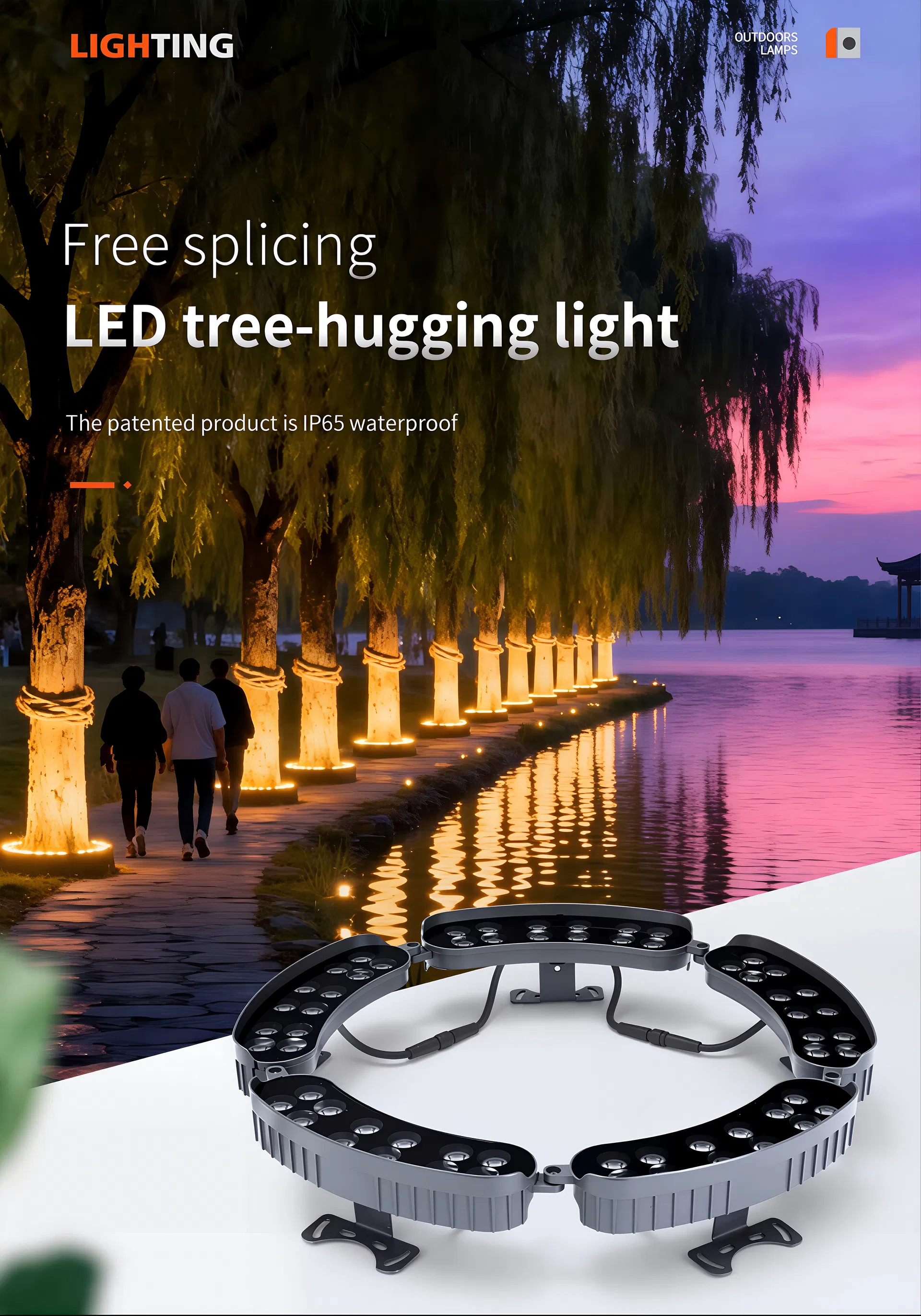 Luz de Jardim para Árvore LED IP65 Alumínio Fundido 12W CE RoHS Luminária de Anel Arquitetônico para Iluminação de Paisagem Externa