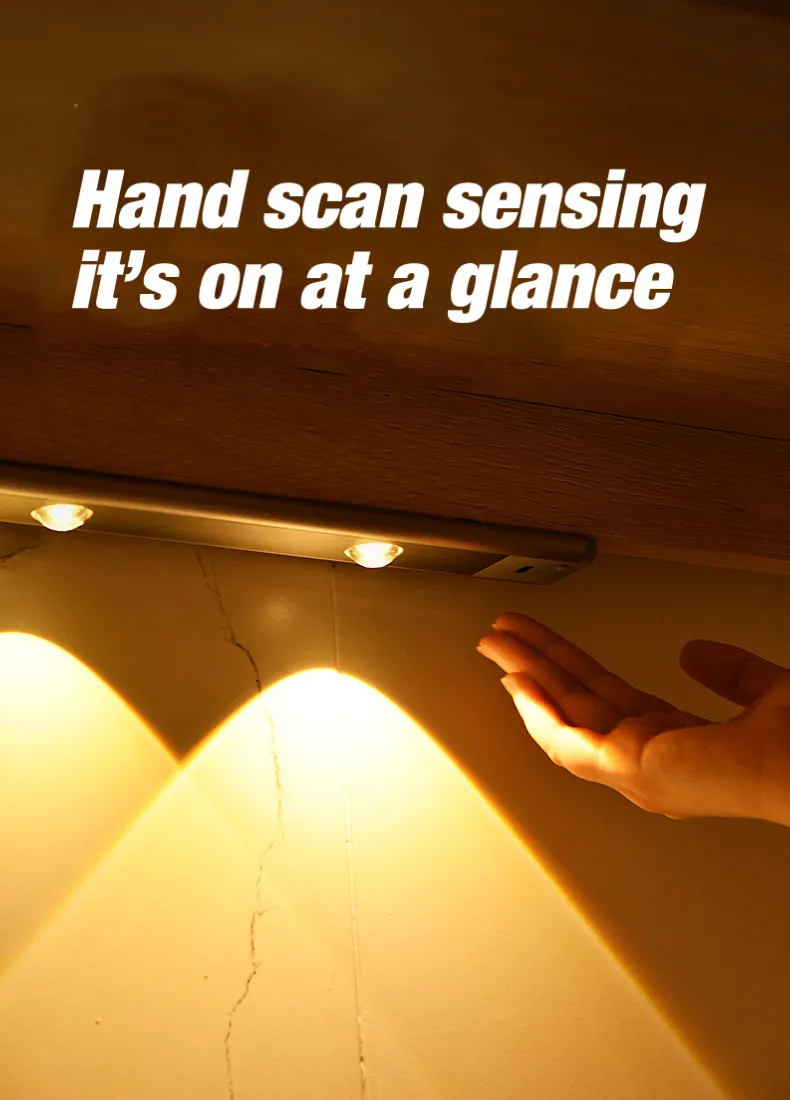 Iluminação de Armário de Montanha LED Decorativa de Alta Qualidade para Interior com Sensor de Movimento por Toque PIR, Lâmpada Sem Fio para Luz de Parede de Armário Interno