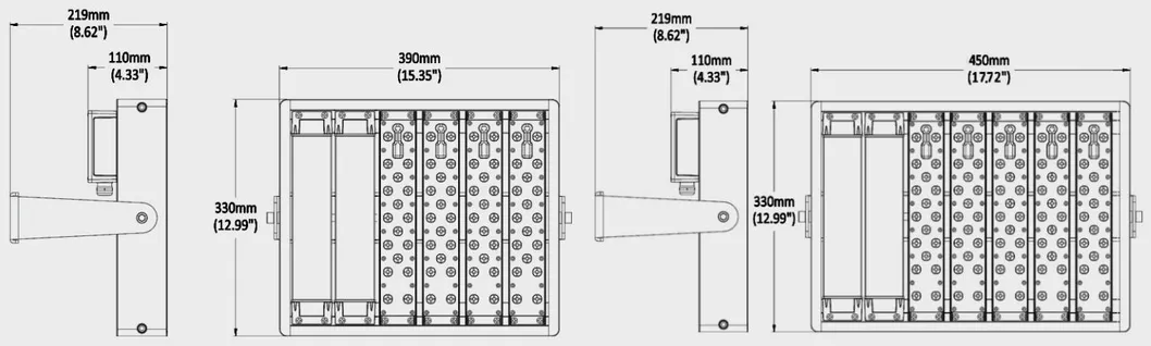 Dimensões do Projetor LED 240W 300W
