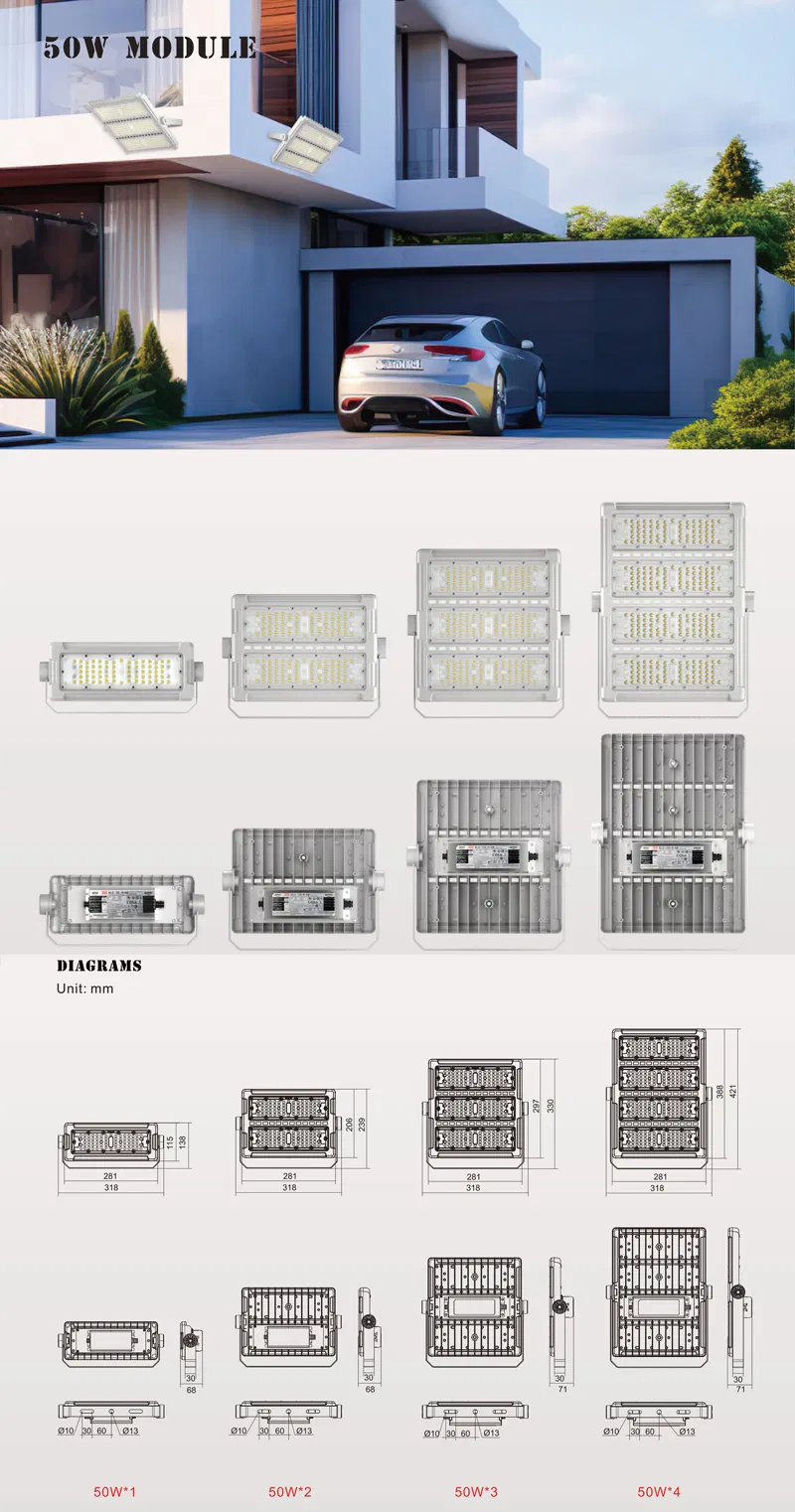 Driver Inventronics 0-10V Dimmable Externo IP65 200W Luz LED de Inundação para Iluminação de Túneis AC 90V 120V 230V 277V 305V Tensão de Trabalho
