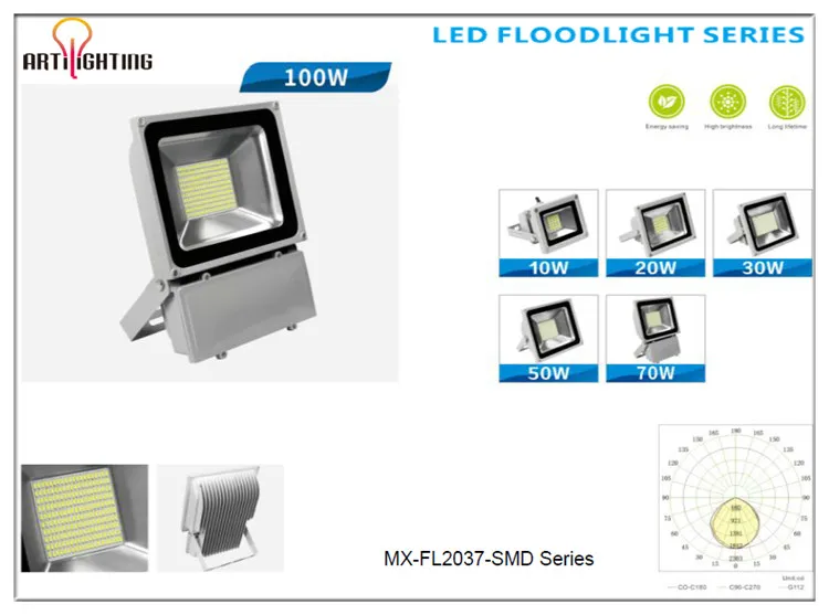 Luz de Inundação LED RGB à Prova d'Água para Exterior de Alta Potência IP66 com Longa Vida Útil AC85-265V