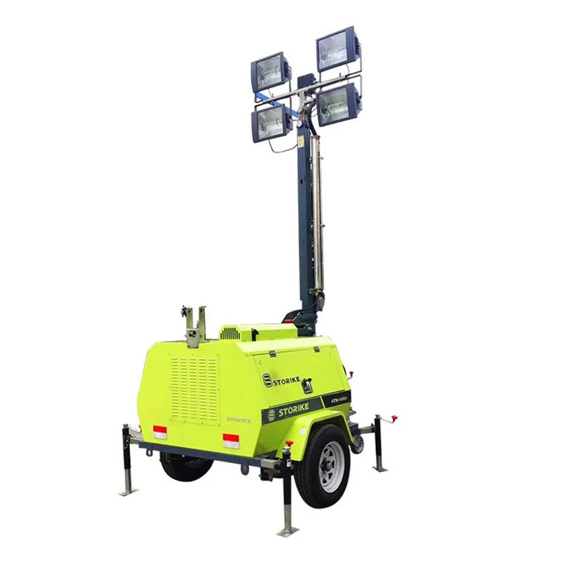 Torres de Iluminação para Construção com Motor Diesel e Luzes LED