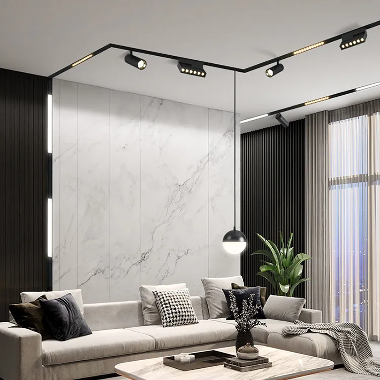 Tuya 48V Luz de Trilho Magnética Inteligente - 50K Lm LED Spot Flood, Tom Duplo